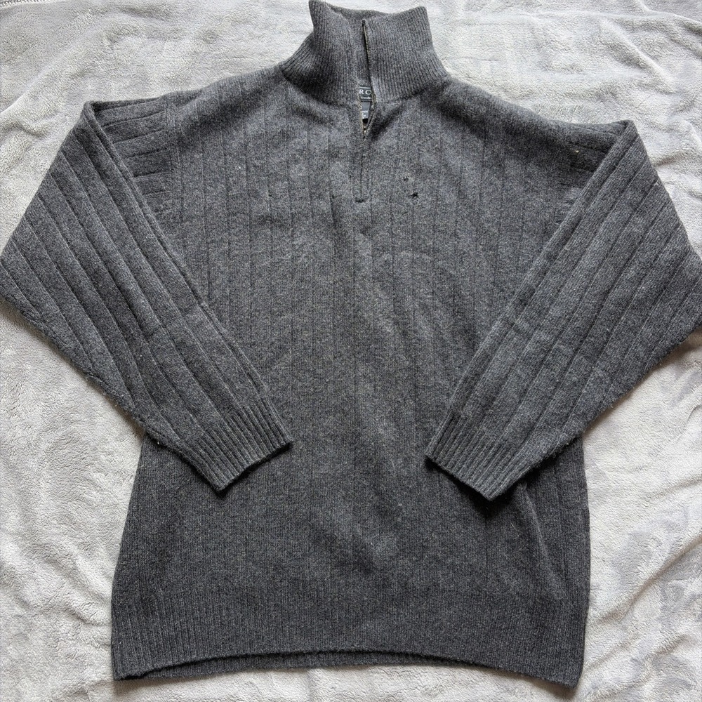 Dorce Cashmere Sweater 1/4 Zip Large‎ Gray Casual Preppy Hiker Mens - Read